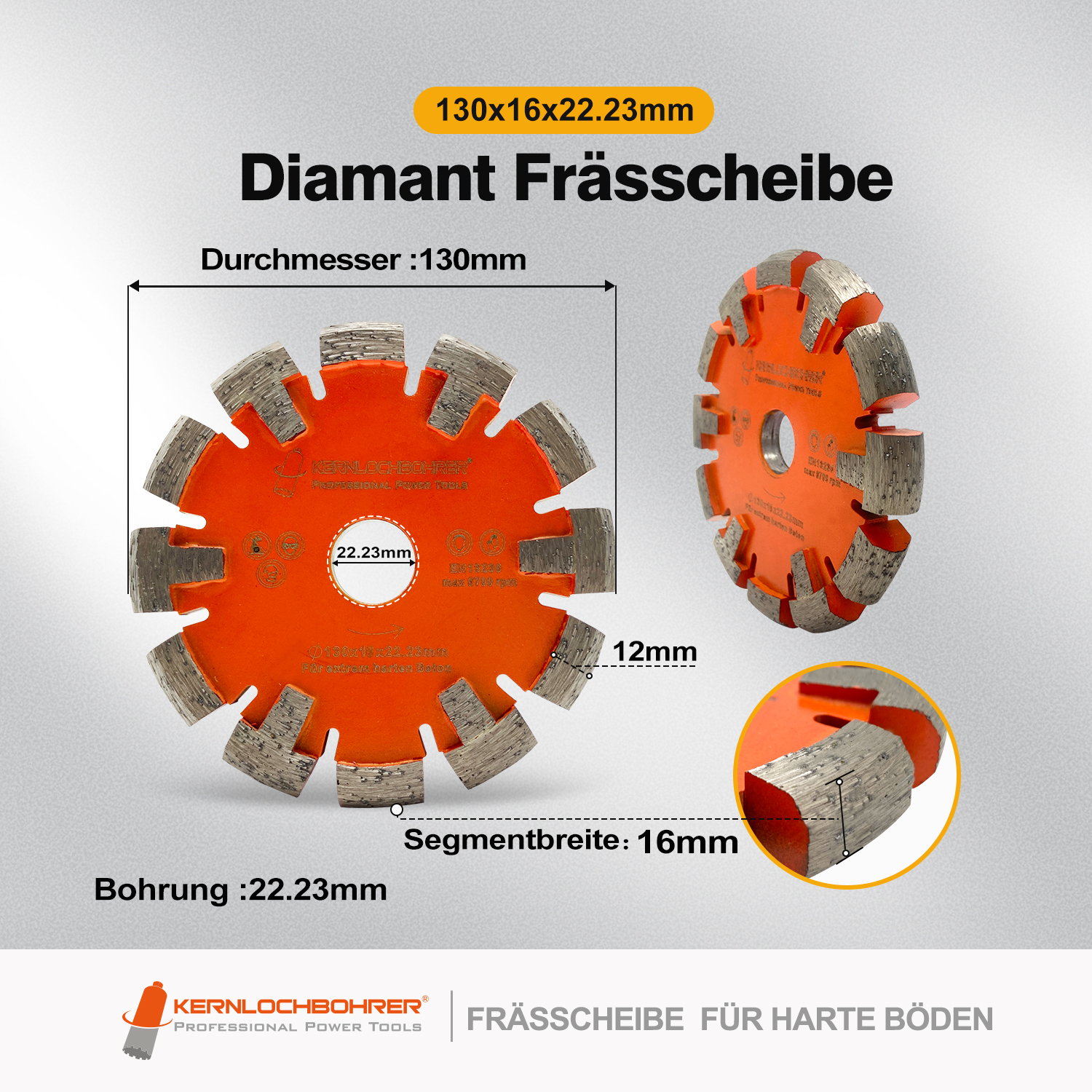 Diamant Frässcheibe ECKIG Ø 130 mm