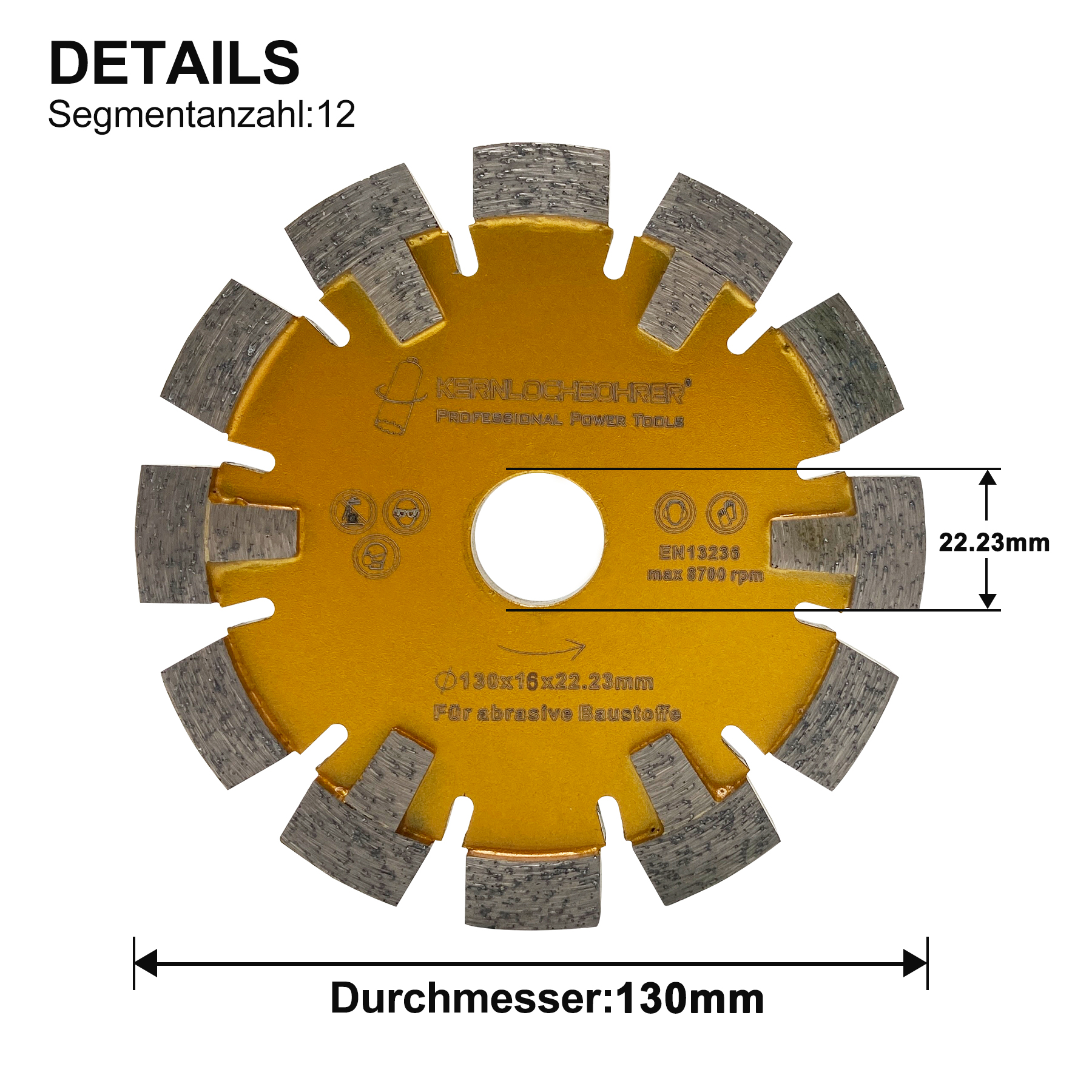 Diamant Frässcheibe ECKIG Ø 130 mm