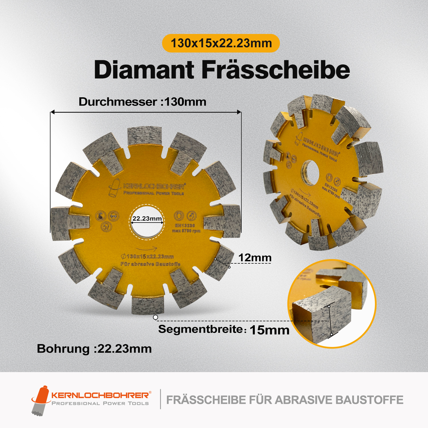 Diamant Frässcheibe ECKIG Ø 130 mm