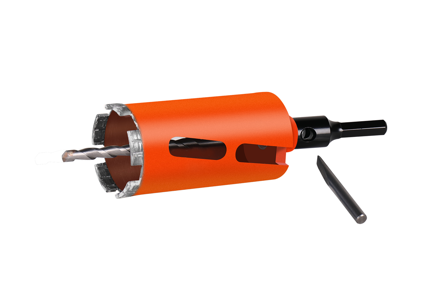 Adapter Sechskant mit Zentrierbohrer 230 mm und Treibkeil