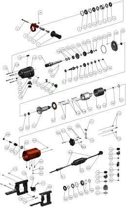 Exploded view for: Diamond core drilling machine DKB-202/H-PRO