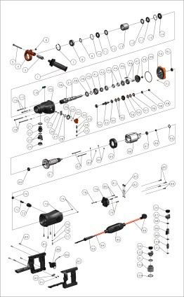 Exploded view for: Diamond core drilling machine DKS-162/DC-H