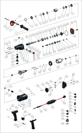 Exploded view for: Diamond core drilling machine DKS-162/DC-P