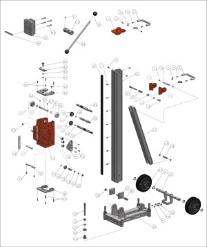 Exploded view for: Core drill rig KBS-352/M-PRO