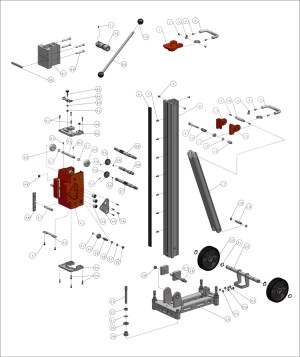 Exploded view for: Core drill rig KBS-502/M-PRO