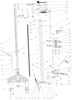 Exploded view voor: Telescopisch boorstatief TBS-3000/PRO