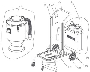 Exploded tekening voor: Industriële stofzuiger TS-2000/PRO